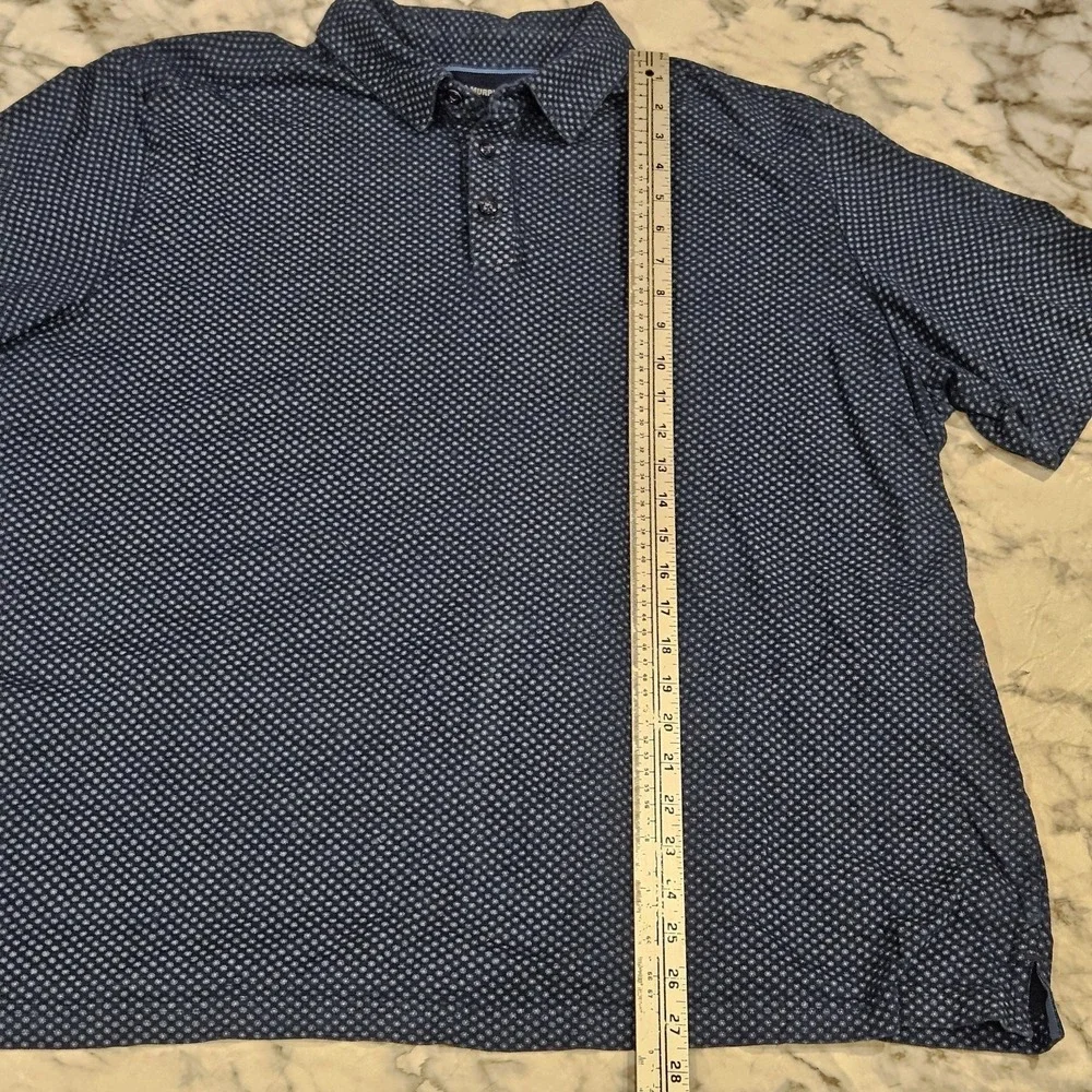 Johnston‎ & Murphy Men's Polo Shirt 2XL Blue Geometric Print Short Sleeve Casual